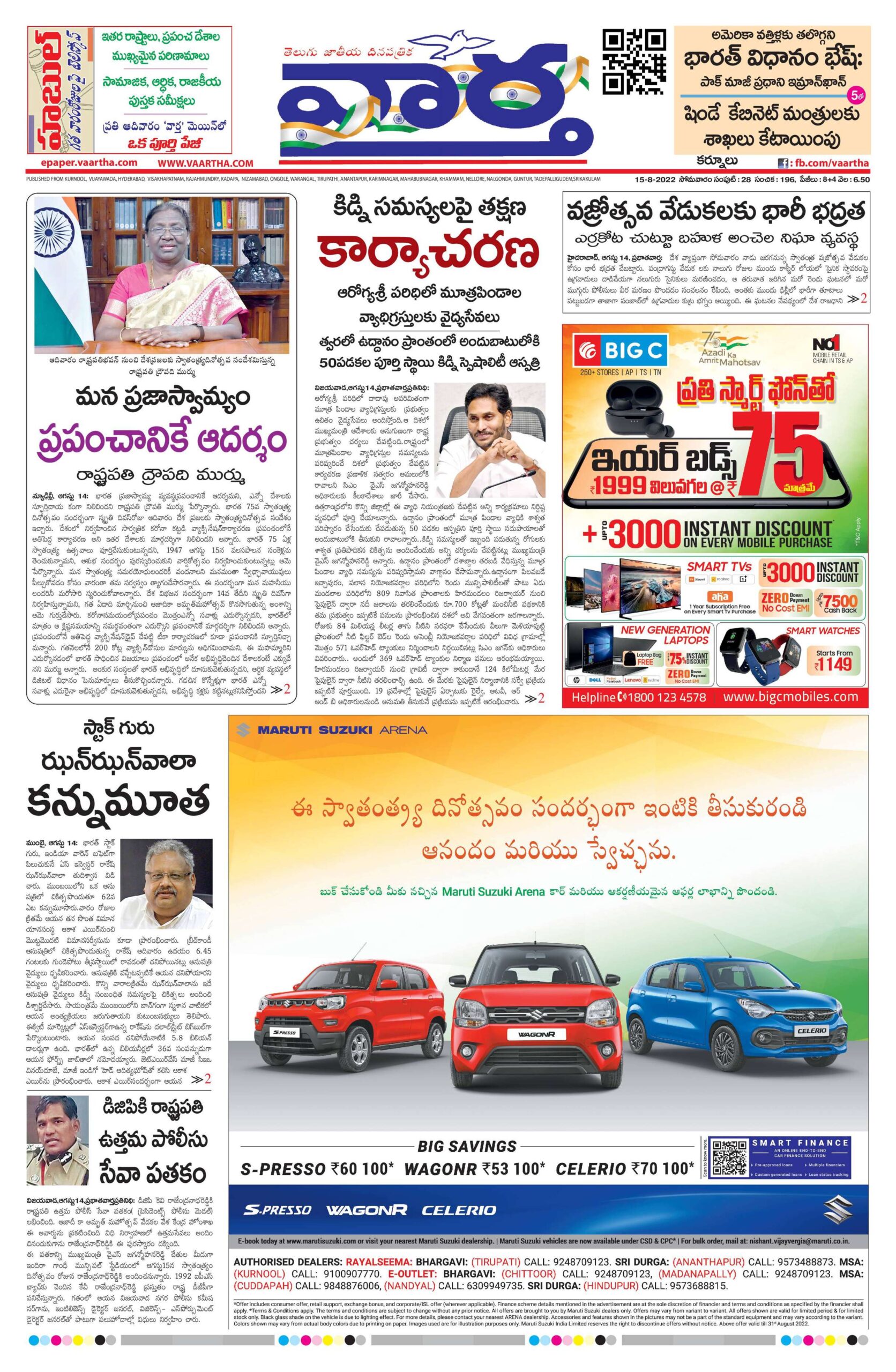 Kurnool Main - 15 Aug 2022
